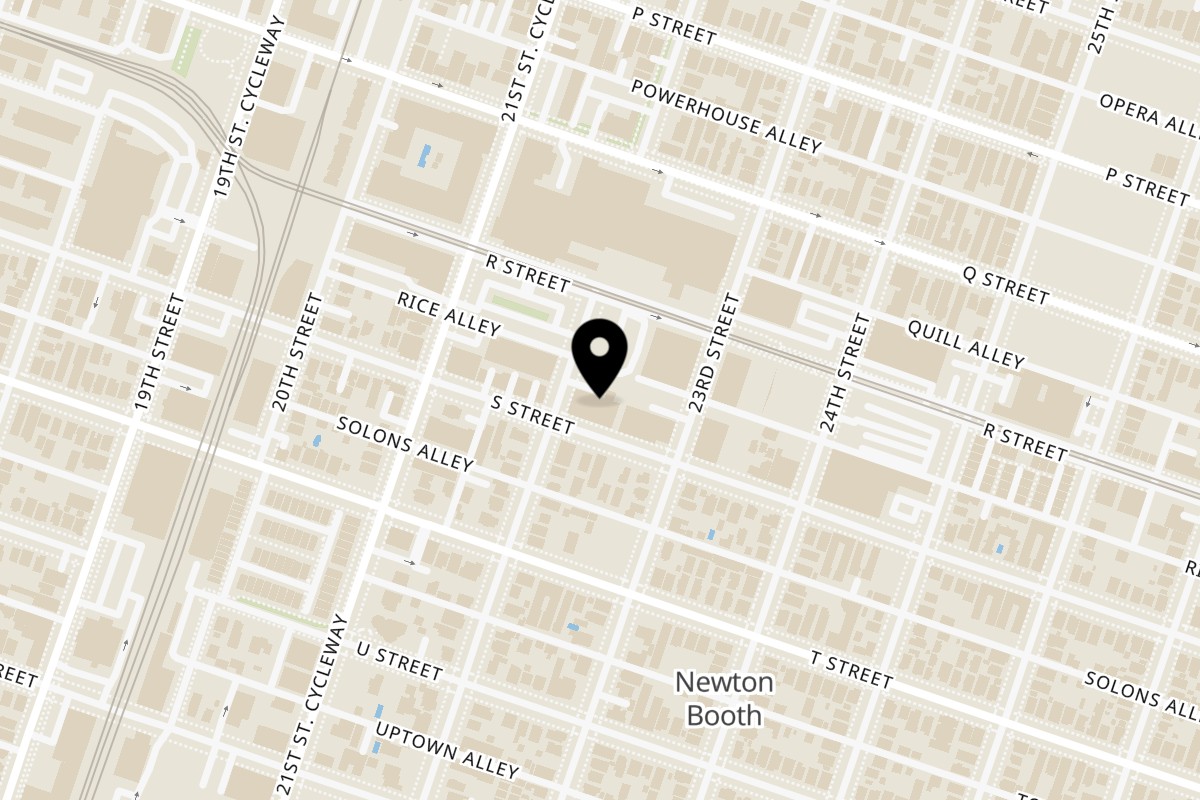 Map showing the location of Tako Kraze on 1829 22nd St in Sacramento